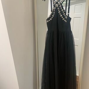 Elegant Black Kids Dress with Floral Accents